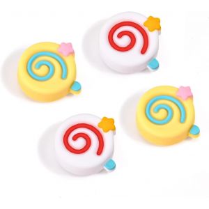 Thumb Grip Caps for Switch/Switch OLED/Switch Lite,4 Soft Silicone Joystick Caps Donuts and Stars,White Yellow - Neuf