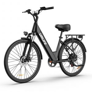 V&eacute;lo &Eacute;lectrique Urbain Urlife E26 26 Pouces - Moteur 350 W - Batterie 36 V 13 Ah - Autonomie 80 Km - D&eacute;railleur Shimano 7 Vitesses - Noir - Neuf