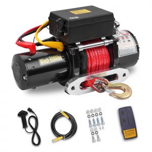 Treuil &eacute;lectrique 12V, c&acirc;ble de treuil 6000 LBS/2722 KG, c&acirc;ble en nylon, t&eacute;l&eacute;commande sans fil 30 m&egrave;tres - Neuf