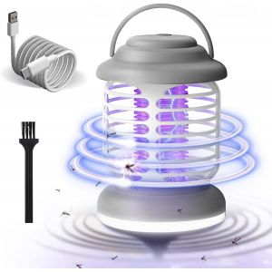 Anti Mouche Efficace Pour Maison 5W, Tue Mouche Electrique Interieur Exterieur, Lampe Anti Moustique Jardin, Anti Moustique Portatif Insectes Piege Camping Avec Lumière Led (Fonction Charge, Beige) - Neuf