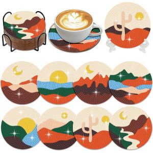 KALANKA-Diamond Coaster Lot de 8 dessous de verre avec support pour débutants - Kit d'art paysager réduisant le stress - Fournitures d'artisanat (paysage) - Neuf