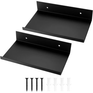 Tianyi-2 Pcs Etagere Murale Noire, Petite &Eacute;tag&egrave;re Murales, Etagere Noir, Tablette, Petites &Eacute;tag&egrave;re Murale Flottante Pour Salle De Bain Chambre &Agrave; Couche Cuisine Bureau Salon(20 X 12 X 4 Cm) - Neuf