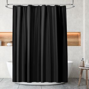 KALANKA-Rideau de Douche, Anti Moisissure, Crochets, Baignoire, Imperm&eacute;able, 180x180cm (Noir) - Neuf