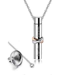 1pcs Collier D¿Urne Ensemble Pour Toujours Mémorial Parents Urne D¿Animal De Compagnie Pendentif Avec Entonnoir En Titane - Neuf