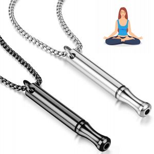 Trahoo-2pcs Colliers Respiratoires, Collier Anti Anxiété, Collier De Méditation, Collier En Acier Inoxydable, Collier De Respiration Consciente Pour Homme Femme Méditation Soulagement Stress - Neuf