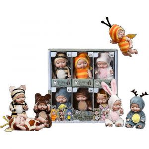 6pcs Poupée de simulation en plastique complet Poupée de poche non toxique Bébé Playmate - Neuf
