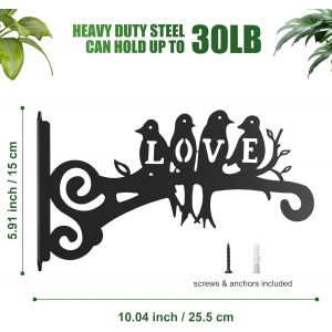 Lot De 4 Crochets Muraux En M&eacute;tal Pour Plantes Suspendues,Mangeoires &Agrave; Oiseaux,Lanternes,Carillons &Eacute;oliens,D&eacute;coration De Jardin,Balcon (4,Noir) - Neuf