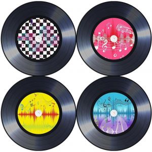 Eryi-Lot De 60 Sets De Table En Papier Rond, Sets De Table Ronds Papier De Disque Vinyle, Sets De Table Jetables En Forme Cd, Ø 34 Cm, Décoration De Table Pour Intérieure, Cuisine, Vacances, Fête - Neuf