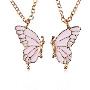 Kal-Collier D'amitié Pour 2 Best Friend Pendentif Separable Detachable Papillon Acier Inoxydable Bijoux Pour Femmes Filles Couple - Neuf