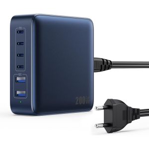 200W Chargeur USB C Multiple,6 Ports GaN III Tech Chargeur Rapide QC+PD 65W Chargeur Laptop Adaptateur avec 4 USB-C et 2 USB-A Multiprise USB pour MacBook Pro/Air,iPad,iPhone 16/15,Samsung etc - Neuf