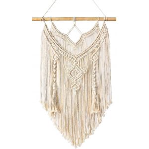 Tapisserie Murale En Macram&eacute;, Style Boh&egrave;me Chic, Effet Bois Flott&eacute;, 65 X 35 Cm - Neuf