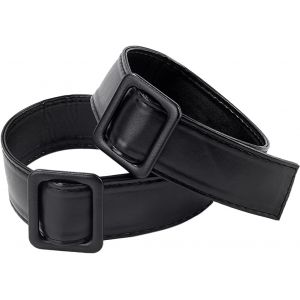 Cauc-2pcs Rechange Pour Ceinture De Trench Coat Large Bande De Manches En Cuir Pu Souple Noir Ceinture &Agrave; Nouer Avec Boucle R&eacute;glable Fermoir Coupe Vent Poignets Ceinture Pour Pull Vestes V&ecirc;tement - Neuf