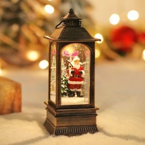 1pcs Lumineux de Santa Claus dans le Vintage Lampe &agrave; P&eacute;trole,Vintage Lampe &agrave; Huile Bureau de la D&eacute;coration,D&eacute;corations de No&euml;l,Cadeau de No&euml;l dans la Neige,de l'Artisanat, de la Vitrine - Neuf