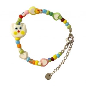 Bracelet De Perles Porte-Bonheur, Colore, Petit, Reglable, Extensible, Pour Couple, Ami Intime, Blanc - Neuf