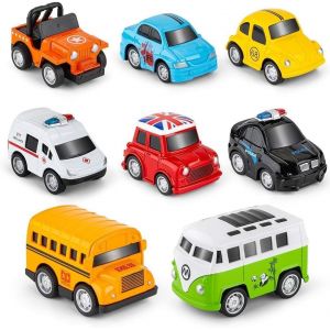 ERYI-Métal Pull Back Voiture, 8 Pcs Ensemble De Mini Voiture Moulée Sous Pression, Coche De Policía ...Enfants Jouets Friction Véhicules, Pour Âgés De 3 À 12 Ans, Filles, Garçons, Enfants - Neuf