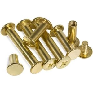 Chicago Vis de Reliure à Vis Laiton Plaqué Rivets à Tête Plate M5x85mm (8 pcs) - Neuf