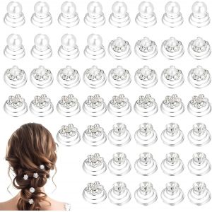 Meimie-Lot De 48 Spirales À Cheveux De Mariage - 4 Styles - Accessoires Pour Cheveux De Mariée - Fleurs En Cristal - Accessoires Pour Cheveux De Mariage - Épingles À Cheveux En Spirale - Accessoires - Neuf