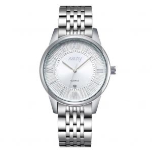 Nary Cadran En Chiffres Romains &Eacute;tanche Bracelet En Acier Inoxydable Montre De Couple (Blanc Pour Homme) - Neuf