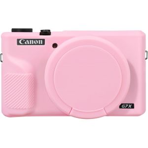 CHECARZHN--NO1-Etui Pour Appareil Photo Numérique Canon Powershot G7X Mark Iii, Couverture En Silicone Doux G7X Mark Iii Avec Couverture D'Objectif Amovible, Rose (Étui Seulement) - Neuf