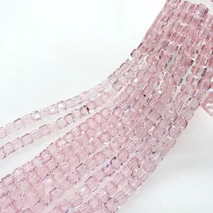 KAL-Lot De 190 Perles De Verre À Facettes - Perles De Verre Multicolores - Perles Carrées Simulées - Pour Artisanat, Bracelets, Bijoux, Bagues, Colliers - Rose - 2 Mm - Neuf