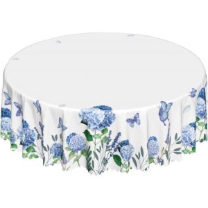 ChenQuanSarl-Nappe Lavable, Ronde, 150 Cm, Motif Hortensias, Anti-Taches, Facile D'Entretien, Imperm&eacute;able, Pour Cuisine, Table &Agrave; Manger, Table Basse, F&ecirc;te, Jardin - Neuf