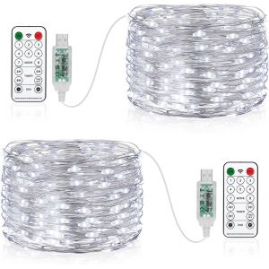 Kal-Lot De 2 Guirlande Lumineuse, 10m 100 Led Usb Fairy Lights 8 Modes Minuteur Etanche Lumière Avec Télécommande Pour Chambre Mariage Soirée Jardin - Neuf