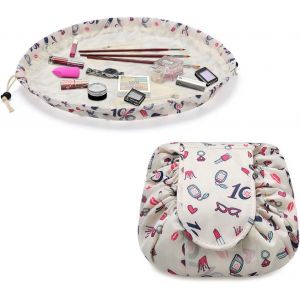 MAA-Trousse de Toilette Femme Fille, Trousses à maquillage Portable Beauté Cordon Maquillage Organisateur Stockage Bijoux Cosmétiques Sac Cosmétique - Neuf