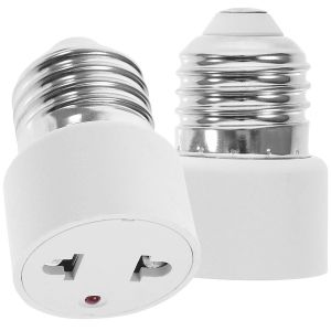 2 Pièces Adaptateur De Prise De D'ampoule E27 Convertisseur De Douille De Lumière Convertisseur D'ampoule De Douille À Visser Pour Porche Caméra Patio Garage(2 Broches) - Neuf