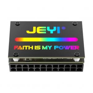 Adaptateur ATX 24 broches 90 ° RGB,18 modes d'éclairage femelle vers 24 broches mâle 90 degrés adaptateur d'alimentation pour carte mère - Neuf