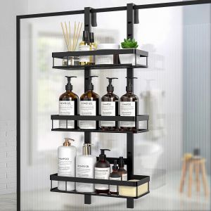 JEXNOVASHOP-Etagere Douche &agrave; Suspendre - Etagere Douche sans Percage, Rangement et Organisation de la Salle de Bain, Porte Shampoing Douche Noir - Neuf