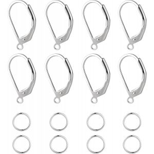 Kal-Boucles D'oreilles Créoles Huggie En Argent Sterling 925, 8 Pièces, Crochets De Boucles D'oreilles Hypoallergéniques Pour La Fabrication De Boucles D'oreilles Pendantes Dorp 14mm - Neuf