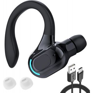 KALANKA-Oreillette Bluetooth Mono sans Fil avec Micro Intégré Son HD Écouteurs Auriculares V5.2 Tour d¿Oreille 360° Réduction de Bruit pour iPhone Android PC Bureau Conduite Affaires Sport 20h Autono - Neuf