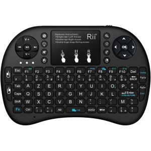 TIANYI-Mini i8+ Wireless (AZERTY) - Mini Clavier Française Rétro-éclairé Ergonomique sans Fil avec Touchpad - Pour Smart TV, mini PC, HTPC, Console, Ordinateur (Noir) - Neuf