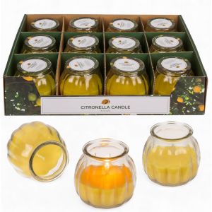 Coffret De 12 Bougies À La Citronnelle Dans Un Verre - 8 X 7,5 Cm - Photophore D'Extérieur - Bougie À La Citronnelle De Qualité Supérieure - Parfum Citronnelle - Décoration De Fête De Jardin - Neuf