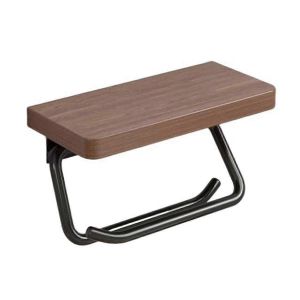 Porte-papier double avec &eacute;tag&egrave;re Supports de WC muraux en bois Porte-serviettes en papier toilette pour salle de bain Ki - Neuf