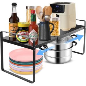 Jexnovashop-Tag&egrave;re Extensible De Rangement En M&eacute;tal, &Eacute;tag&egrave;re De Cuisine Extensible Organiseurs De Placards, &Eacute;tag&egrave;re De Rangement Pour Placard De Cuisine/Salle De Bain/Comptoirs/Ustensiles - Neuf