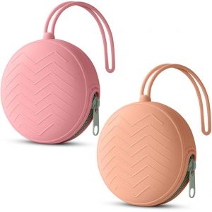 Boite A Sucette Bebe,2pcs Bo&icirc;te De Rangement En Silicone Pour Sucette,Bo&icirc;te &Agrave; Sucettes Portable En Silicone Pour B&eacute;b&eacute;,Imperm&eacute;able,Sans Bpa,Pour Voyage En Plein Air (Rose/P&acirc;te De Haricot).[H156] - Neuf