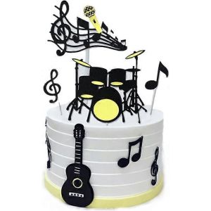Notes De Musique Cake Toppers,Th&egrave;me Musical Fournitures De F&ecirc;te D'anniversaire,Notes De Musique Cupcake Toppers Guitare Cake Toppers Pour Musicien Party Baby Shower - Neuf