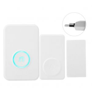 Sonnette sans fil auto-generatrice, 25 sonneries, kit de sonnette pour porte d'entree (prise UE) - Neuf