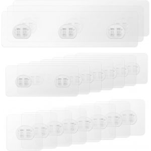 Crochet Autocollant,21 Pièces Crochet Adhésif Mural Transparent,Blanc Crochet Collant de Cuisine,Adapté Salle Bain,Cuisine - Neuf