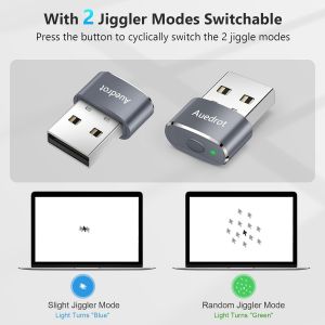 Mouse Jiggler USB Mouse Mover Ind&eacute;tectable avec 2 Modes de Mouvement, Jiggler Souris en M&eacute;tal, sans Pilote, Plug & Play, Garder l'ordinateur/Ordinateur Portable &eacute;veill&eacute;, Gris - Neuf