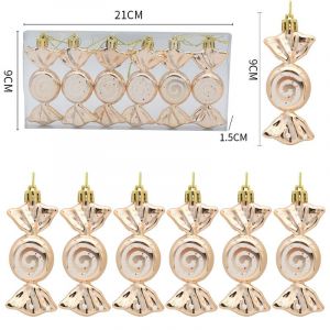 6Pieces Bonbons de No&euml;l Ornements Suspendus Paillettes Candy Cane Ornements - Neuf