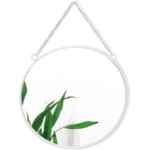 Trahoo-Greyzouq Miroir Rond Blanc De 25 Cm, Miroir Mural Rond Vintage Avec Cadre En Métal Avec Chaîne De Suspension, Pour Salle De Bain, Chambre À Coucher, Couloir Et Salon (Blanc) - Neuf