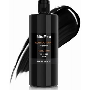 Chenquansarl-Grande Peinture Acrylique Noire (500 Ml) - Pigments Riches - Peinture Artisanale Non Toxique Pour Surfaces Multiples - Toile, Bois, Cuir, Céramique, Tissu, Pierre - Fournitures De Peintu - Neuf