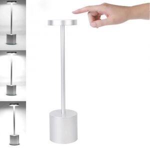 Ore-Lampe De Table Classique,Rechargeable Par Usb,Veilleuse À Gradation Continue,Tactile,Lampe De Bureau,3 Couleurs,Lampe De Chevet,Décoration De Bar D'hôtel-Argent- - Neuf
