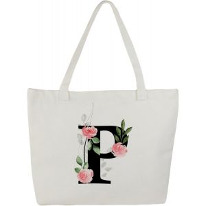 Sjzg-Tote Bag Personnalisé, 100% Toile De Coton, Sac Tissus Avec Prénom, Imprimé De A À Z, Doublé, Cadeau Personnalisé Maitresse - Neuf