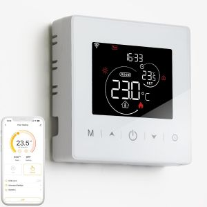 JEXNOVASHOP-Thermostat Connect&eacute; WiFi,Thermostat Chaudiere Gaz a Pile,Thermostats 2 Fils,Thermostats d'ambiance programmable hebdomadaire,Compatible avec Alexa et Google Home, Voix et T&eacute;l&eacute;commande,3A, - Neuf