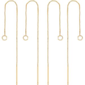 Kal-1 Boîte 10 Pièces Plaqué Or 18k Fils D'oreille Balancent Barre À Travers Des Boucles D'oreilles À Longue Chaîne Filetée Percé Boucles D'oreilles Pendantes Avec Boucle 3.34 Pouces - Neuf