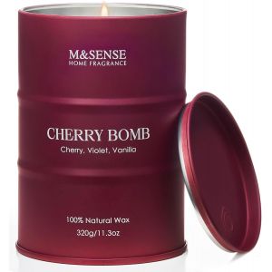 SANSH-Bougies parfumées à la bombe cerise, Bougies douces parfumées pour la maison, Bougie naturelle à la cire de soja, Cadeaux bougies pour femmes, 320g 70 heures de combustion - Neuf