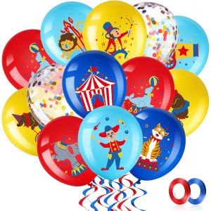 60 Paquets Ballons de Carnaval,12 Pouces Ballons de Confettis d'Animaux de Cirque en Latex pour Anniversaire,Fête de Clown et Baby Shower - Neuf
